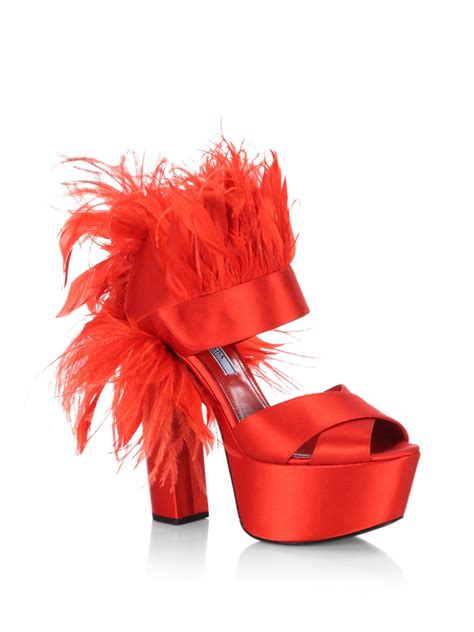 prada heels with feathers|Prada high heels platform.